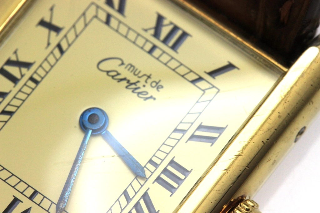 Cartier カルティエ 腕時計 マストタンクLM W1002754 シルバー925/GP/アリゲーターベルト クォーツ【472】SJ