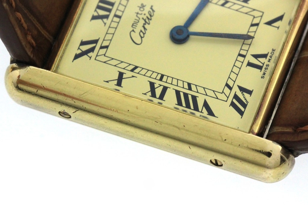 Cartier カルティエ 腕時計 マストタンクLM W1002754 シルバー925/GP/アリゲーターベルト クォーツ【472】SJ