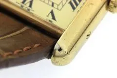 Cartier カルティエ 腕時計 マストタンクLM W1002754 シルバー925/GP/アリゲーターベルト クォーツ【472】SJ