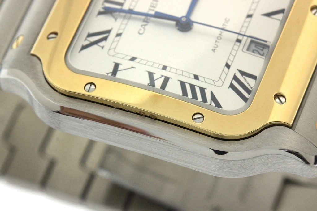 Cartier カルティエ 腕時計 2022年正規品 サントス ドゥ カルティエ ウォッチ LM W2SA0009 K18イエローゴールド/スティール シルバー文字盤 自動巻き【472】SJ