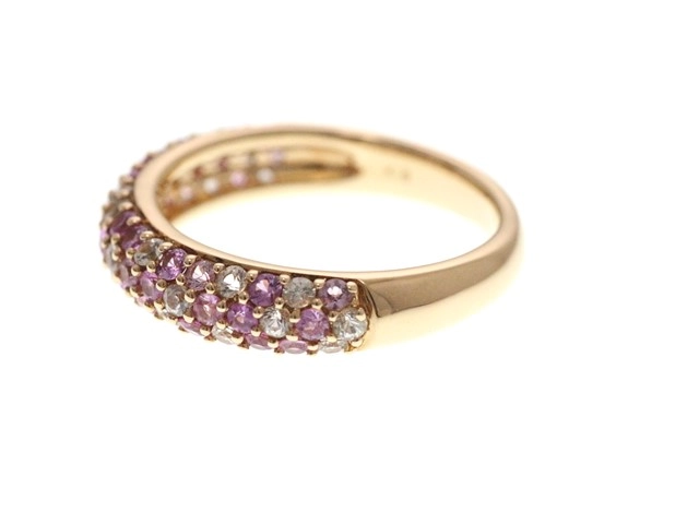 JEWELRY ノンブランドジュエリー 指輪 リング K18 ピンクゴールド ピンクサファイア ダイヤモンド 4.3g 12号【473】