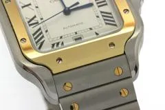 Cartier カルティエ 腕時計 2022年正規品 サントス ドゥ カルティエ ウォッチ LM W2SA0009 K18イエローゴールド/スティール シルバー文字盤 自動巻き【472】SJ
