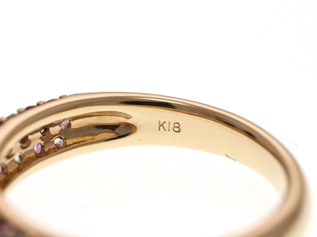 JEWELRY ノンブランドジュエリー 指輪 リング K18 ピンクゴールド ピンクサファイア ダイヤモンド 4.3g 12号【473】