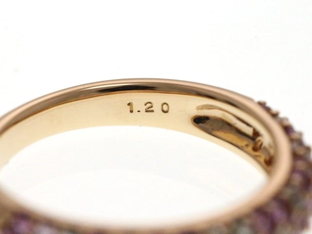 JEWELRY ノンブランドジュエリー 指輪 リング K18 ピンクゴールド ピンクサファイア ダイヤモンド 4.3g 12号【473】