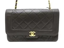 CHANEL シャネル ダイアナマトラッセ チェーンショルダー ブラウン×GP 