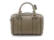 GUCCI　グッチ　バッグ　ジャンボＧＧ　２ｗａｙミニボストン　グレージュ　レザー　725292　2148103883156【437】