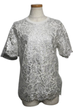 VALENTINO バレンチノ 衣類 レース付きTシャツ レディースXXS ホワイト/シルバー レーヨン/コットン/ナイロン XB3MG1 616WN  (2120000321191) 【200】