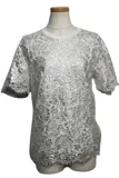 VALENTINO バレンチノ 衣類 レース付きTシャツ レディースXXS ホワイト/シルバー レーヨン/コットン/ナイロン XB3MG1 616WN  (2120000321191) 【200】