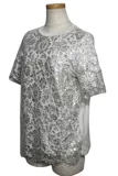 VALENTINO バレンチノ 衣類 レース付きTシャツ レディースXXS ホワイト/シルバー レーヨン/コットン/ナイロン XB3MG1 616WN  (2120000321191) 【200】