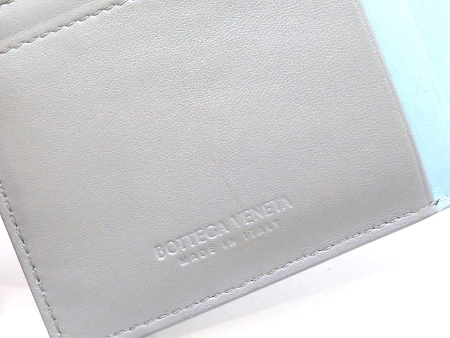 BOTTEGA VENETA ボッテガ・ヴェネタ カセット フラグメントケース グレー/ライトブルー レザー 765460【430】2120000320507