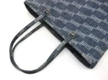 BALENCIAGA　バレンシアガ　トートバッグ　ＢＢモノグラム　ショルダートート　ブルー　デニム　702698　2143100498501　【中古】【大黒屋】【200】