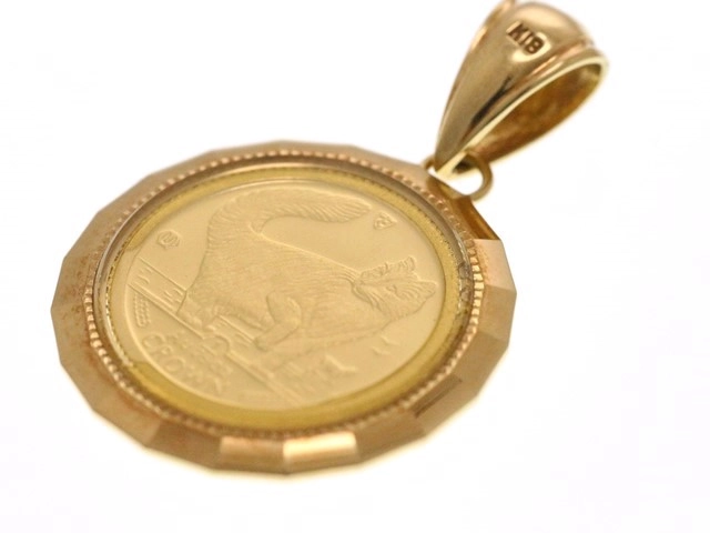 JEWELRY ノンブランド コイン ペンダントトップ 1/25oz ガラス付 K18 K24 4.2g【473】