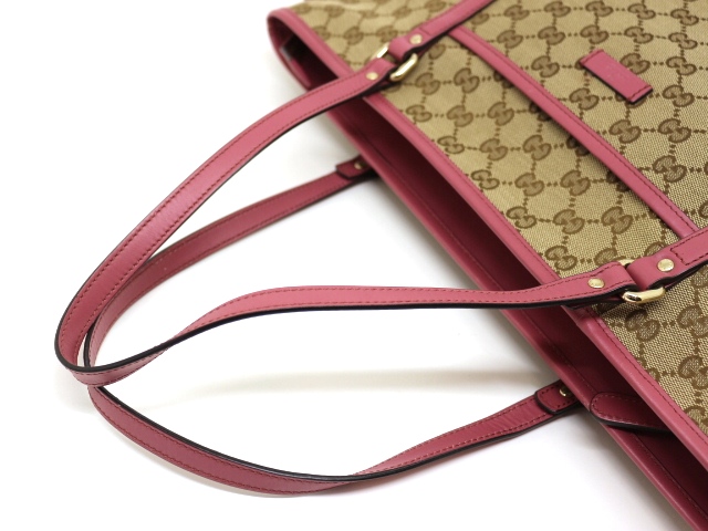 GUCCI グッチ GGスプリームキャンバス レザー ピンク ベージュ