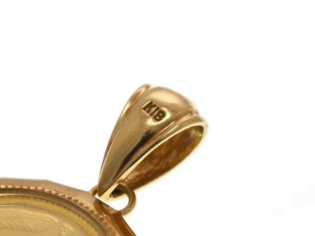 JEWELRY ノンブランド コイン ペンダントトップ 1/25oz ガラス付 K18 K24 4.2g【473】