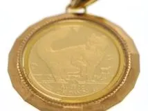 JEWELRY ノンブランド コイン ペンダントトップ 1/25oz ガラス付 K18 K24 4.2g【473】