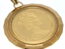 JEWELRY ノンブランド コイン ペンダントトップ 1/25oz ガラス付 K18 K24 4.2g【473】