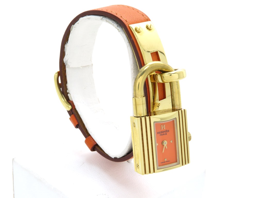 HERMES エルメス ケリーウォッチ KE1.201 オレンジ クォーツ 革