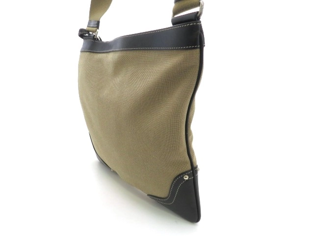 PRADA プラダ ロゴジャガード ショルダーバッグ ベージュ ブラック キャンバス レザー【473】
