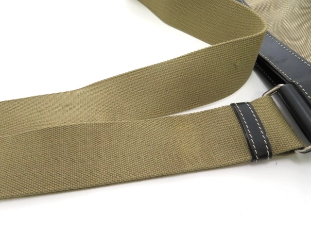 PRADA プラダ ロゴジャガード ショルダーバッグ ベージュ ブラック キャンバス レザー【473】