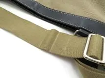 PRADA プラダ ロゴジャガード ショルダーバッグ ベージュ ブラック キャンバス レザー【473】