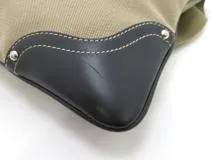 PRADA プラダ ロゴジャガード ショルダーバッグ ベージュ ブラック キャンバス レザー【473】