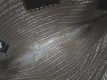 PRADA プラダ ロゴジャガード ショルダーバッグ ベージュ ブラック キャンバス レザー【473】