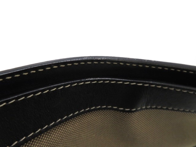 PRADA プラダ ロゴジャガード ショルダーバッグ ベージュ ブラック キャンバス レザー【473】