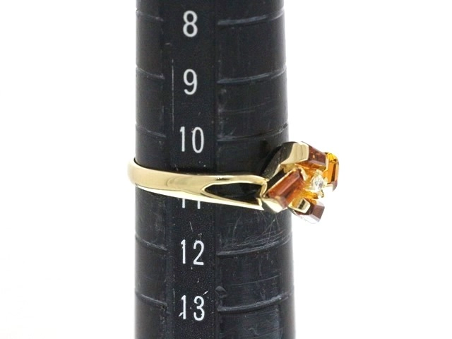JEWELRY ノンブランド ジュエリー 指輪 リング K18 イエローゴールド トパーズ ダイヤモンド 11号 3.0g【473】