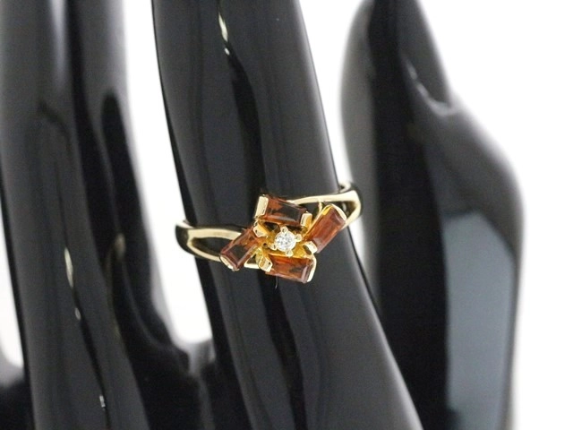 JEWELRY ノンブランド ジュエリー 指輪 リング K18 イエローゴールド トパーズ ダイヤモンド 11号 3.0g【473】