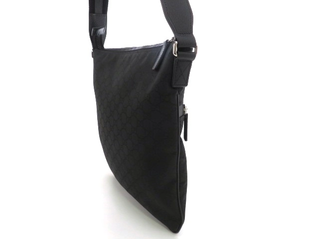GUCCI グッチ GG ショルダーバッグ ナイロン レザー ブラック アウトレット【473】