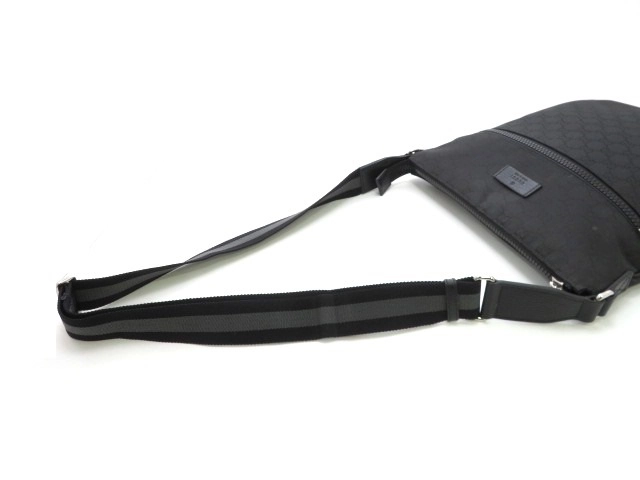 GUCCI グッチ GG ショルダーバッグ ナイロン レザー ブラック アウトレット【473】