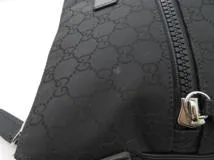 GUCCI グッチ GG ショルダーバッグ ナイロン レザー ブラック アウトレット【473】