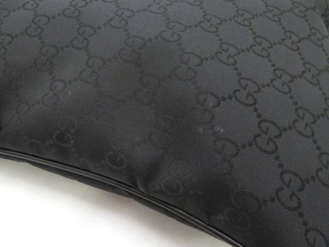 GUCCI グッチ GG ショルダーバッグ ナイロン レザー ブラック アウトレット【473】