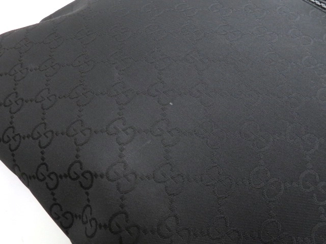 GUCCI グッチ GG ショルダーバッグ ナイロン レザー ブラック アウトレット【473】
