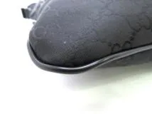 GUCCI グッチ GG ショルダーバッグ ナイロン レザー ブラック アウトレット【473】