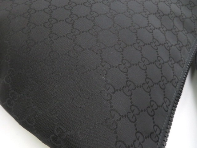 GUCCI グッチ GG ショルダーバッグ ナイロン レザー ブラック アウトレット【473】
