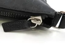 GUCCI グッチ GG ショルダーバッグ ナイロン レザー ブラック アウトレット【473】