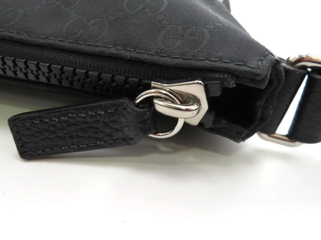 GUCCI グッチ GG ショルダーバッグ ナイロン レザー ブラック アウトレット【473】