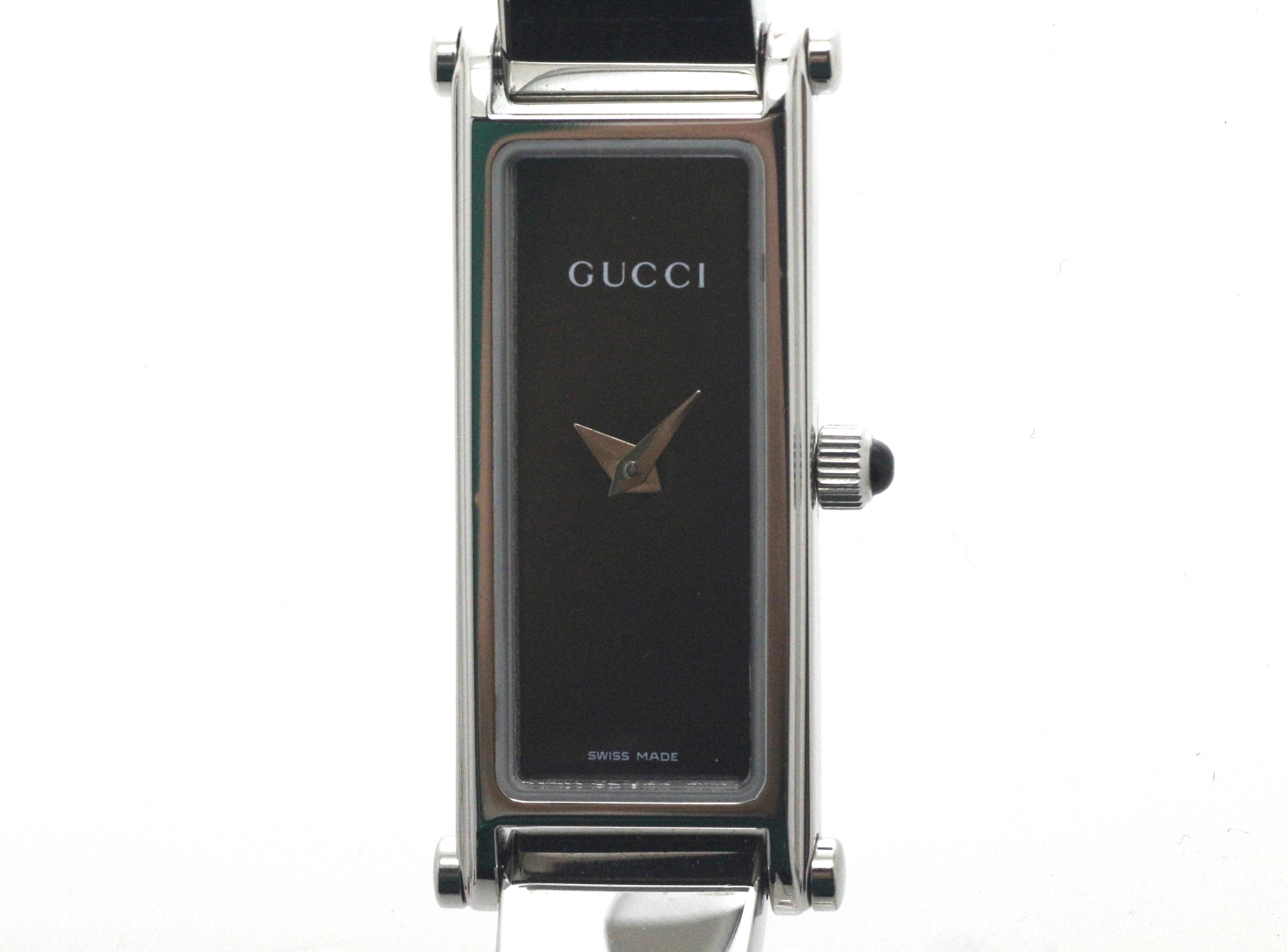 GUCCI グッチ 1500L バングルウォッチ 黒文字盤 ブラック ステンレス クオーツ 電池式 女性用腕時計 【473】