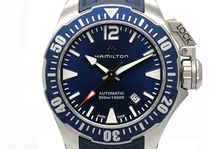 Hamilton H77705345 カーキネイビー オープンウォーター カーキ ネイビー OPENWATER AUTO - ダイヤルカラー:ブルー