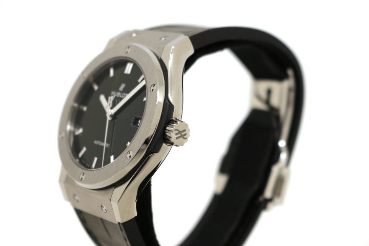 【115651】HUBLOT ウブロ  542.NX.8970.LR クラシックフュージョン グリーンダイヤル TI/ラバー/レザー（クロコ） 自動巻き 保証書 純正ボックス 腕時計 時計 WATCH メンズ 男性 男 紳士