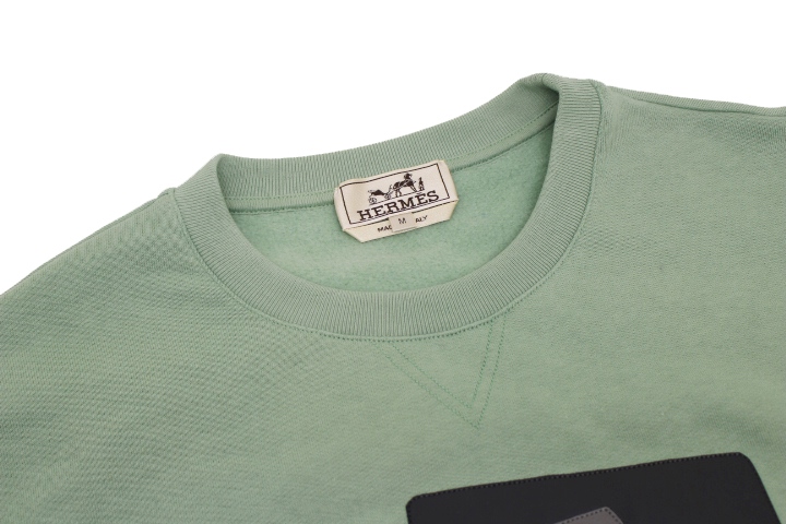 HERMES エルメス レザーパッチ クルーネックスウェット メンズM HERMES エルメス レザーパッチ クルーネックスウェット メンズM