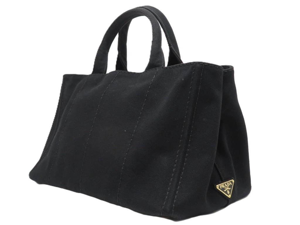 PRADA　プラダ　　カナパＭ　ブラック　キャンバス　サフィアーノ　BN2642【431】2148103757945