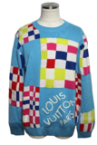 LOUIS VUITTON ルイ・ヴィトン 衣類 ディストーテッドジャイアントダミエクルーネック メンズXL ブルー ウール 1A8P48 参考定価:\180,400- 2143000518873 【200】