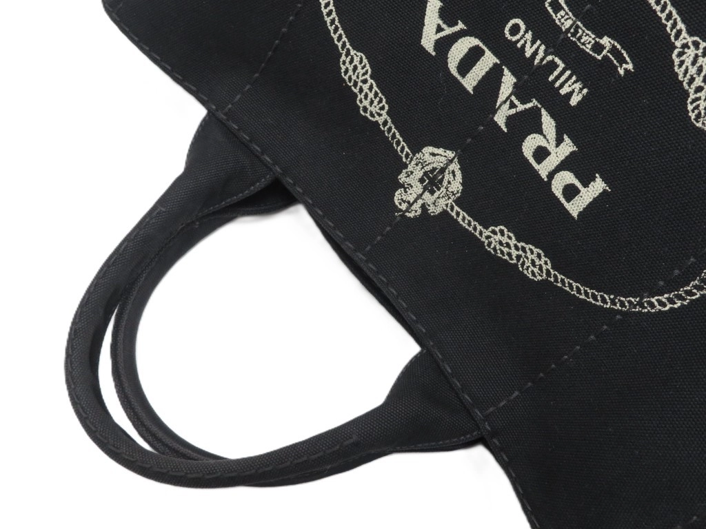 PRADA　プラダ　　カナパＭ　ブラック　キャンバス　サフィアーノ　BN2642【431】2148103757945