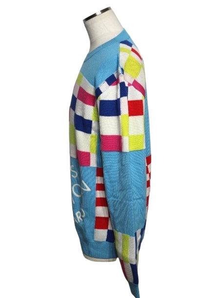 LOUIS VUITTON ルイ・ヴィトン 衣類 ディストーテッドジャイアントダミエクルーネック メンズXL ブルー ウール 1A8P48 参考定価:\180,400- 2143000518873 【200】