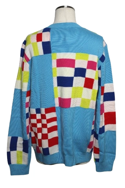 LOUIS VUITTON ルイ・ヴィトン 衣類 ディストーテッドジャイアントダミエクルーネック メンズXL ブルー ウール 1A8P48 参考定価:\180,400- 2143000518873 【200】