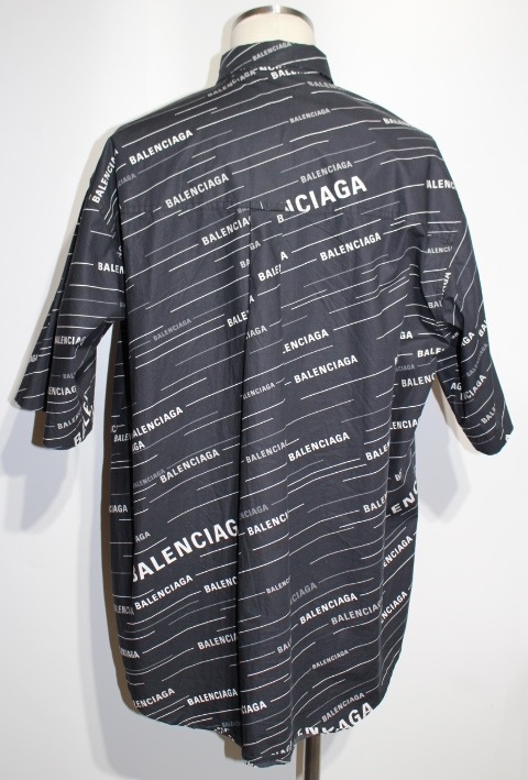 BALENCIAGA バレンシアガ 半袖 シャツ メンズ36 ロゴ ブラック