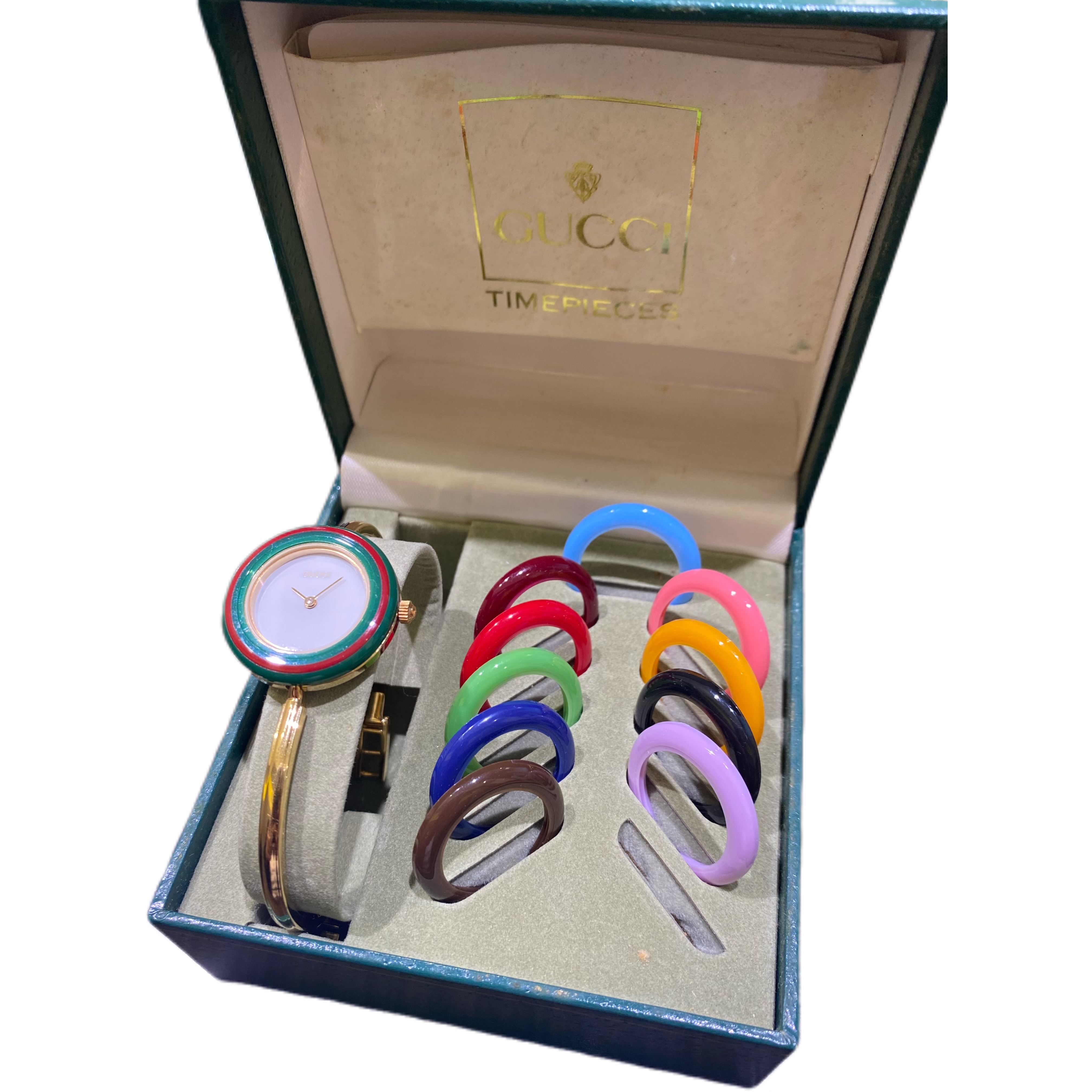 GUCCI グッチ 腕時計 チェンジベゼル 11/12.2 クォーツ GP ホワイト