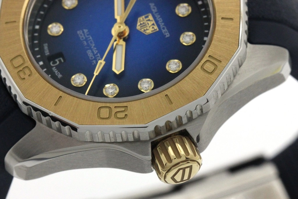 TAG HEUER 腕時計 アクアレーサー プロフェッショナル200 デイト WBP2450.FT6125 ステンレス/K18YG/ラバー 11Pダイヤモンドブルー文字盤 自動巻き【472】SJ